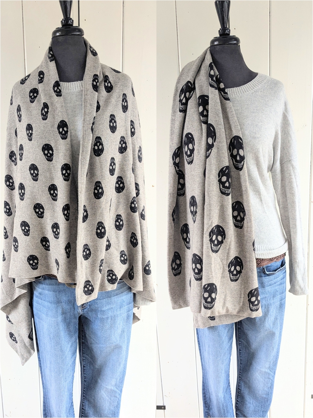 360 Cashmere Skull Wrap/Blanket NWOT